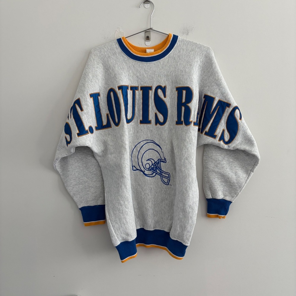 Vintage Legends St. Louis Rams Crewneck Sweatshirt Gray Blue Yellow Made in USA